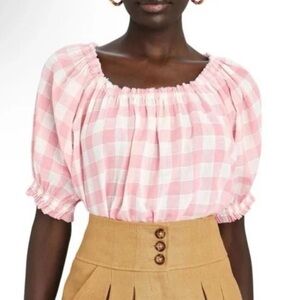 THE GREAT GARLAND TOP IN PINK & WHITE GINGHAM, SIZE 3/L/12-14.